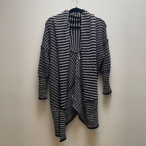 Free People Oversized Black/Navy and White Sweater